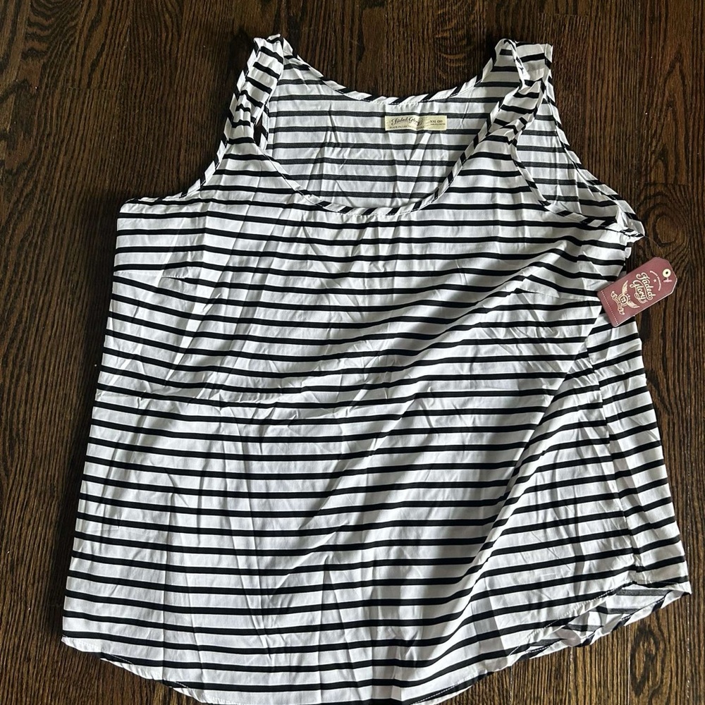 Faded Glory Black and White Striped Tank Top